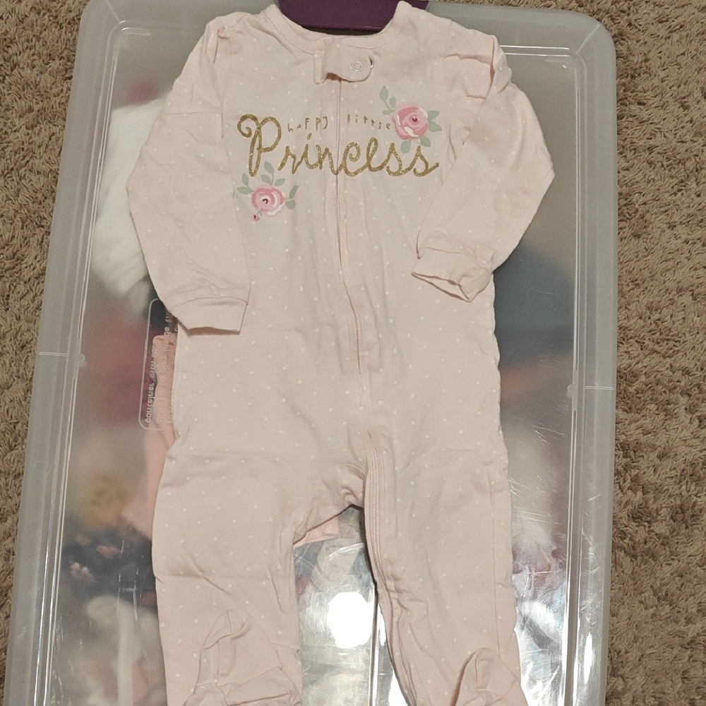 Gerber Light Pink Baby One Piece with Gold and Green Details